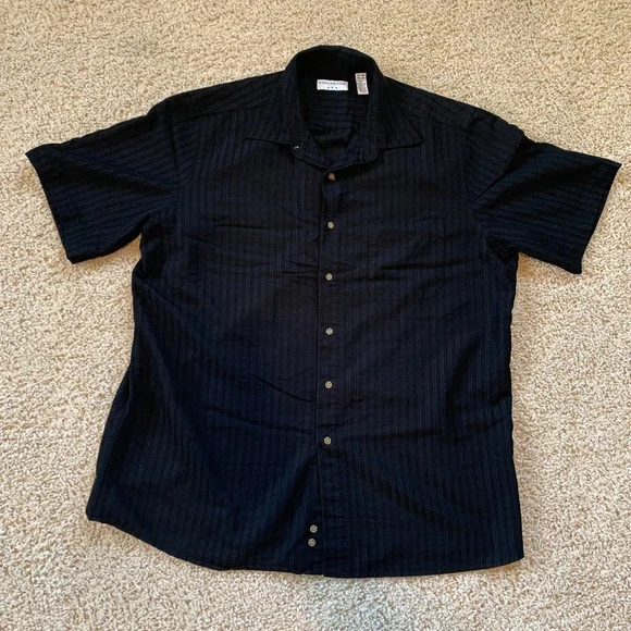 covington short sleeve dress shirts Men's Covington Button Front Dress Shirt, Short Sleeved, Grn, Brn, Wht Check, L